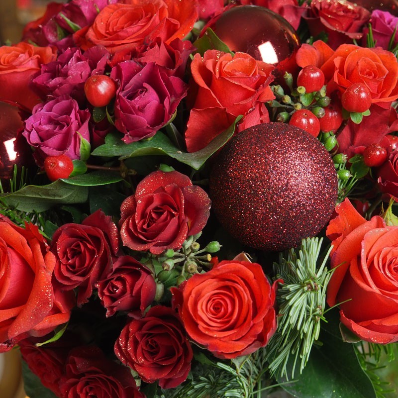 Gros plan sur le bouquet de Noël