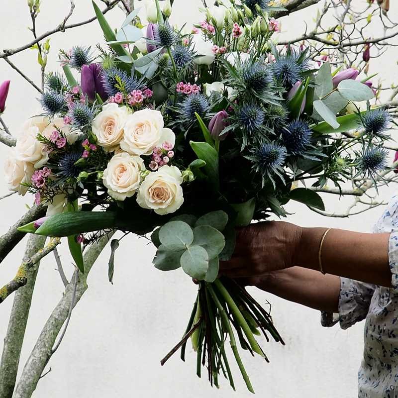 bouquet champêtre chardon bleu