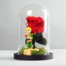 PETIT PRINCE AVEC LE RENARD ET LA ROSE DANS UNE CLOCHE