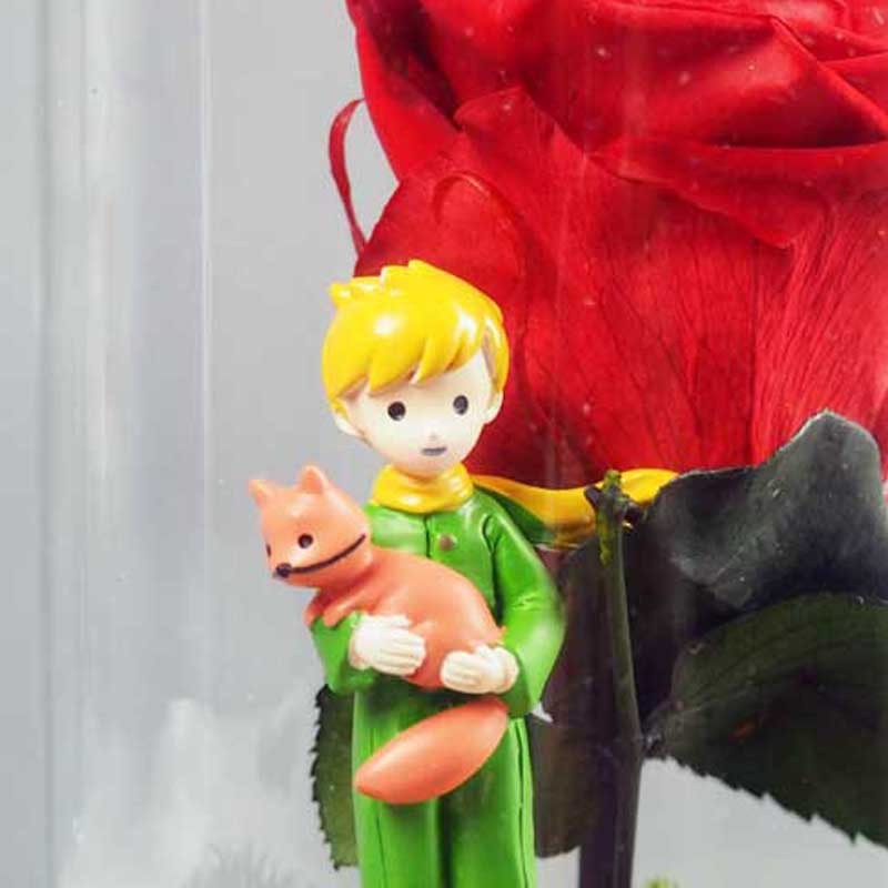 La Magie du Petit Prince : Cloche en Verre avec Rose Stabilisée Rouge